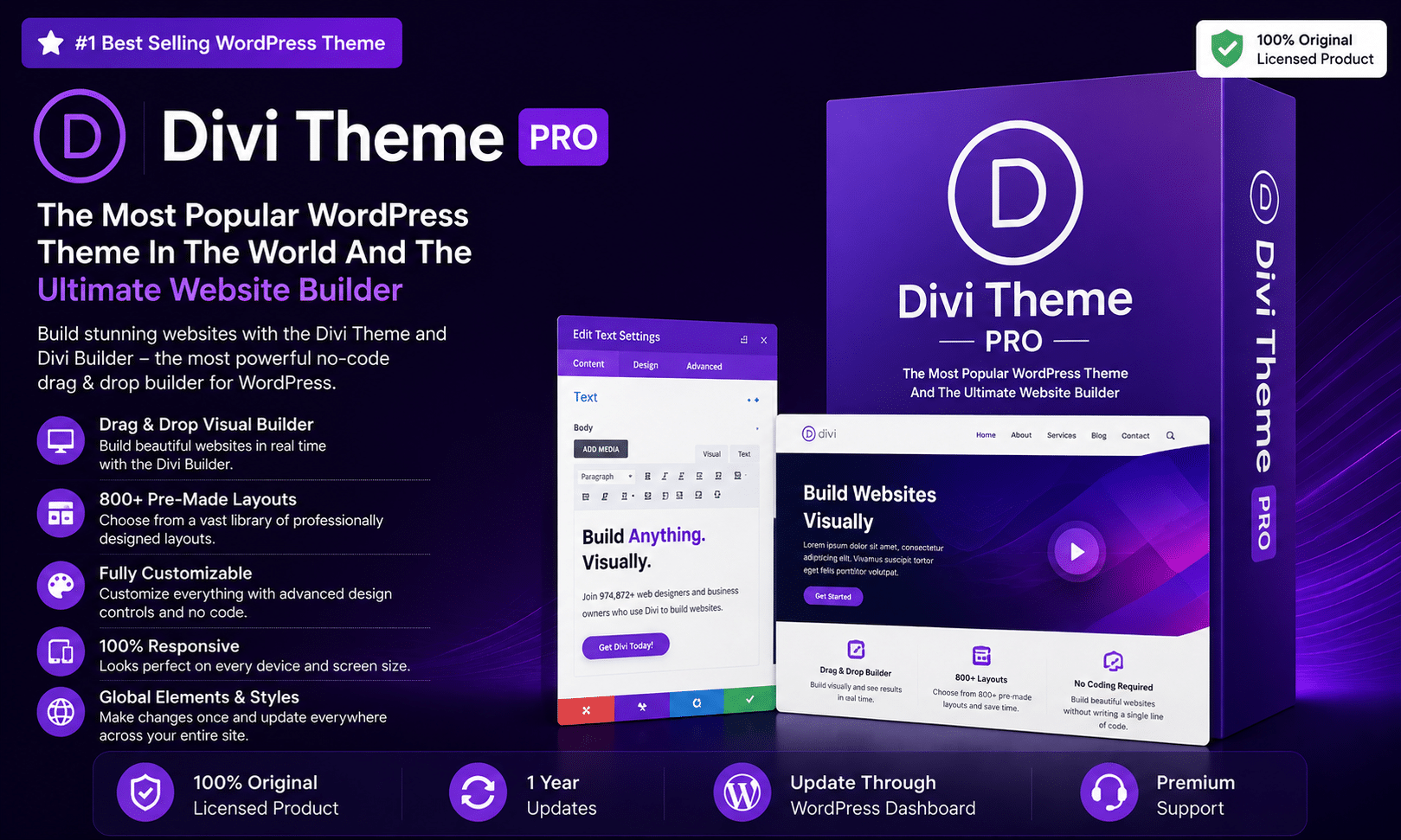 Divi WordPress theme with Api key