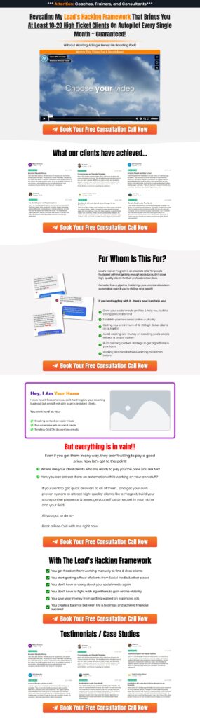 High ticket coaching funnel elementor template livepreview. Wpmarket. In